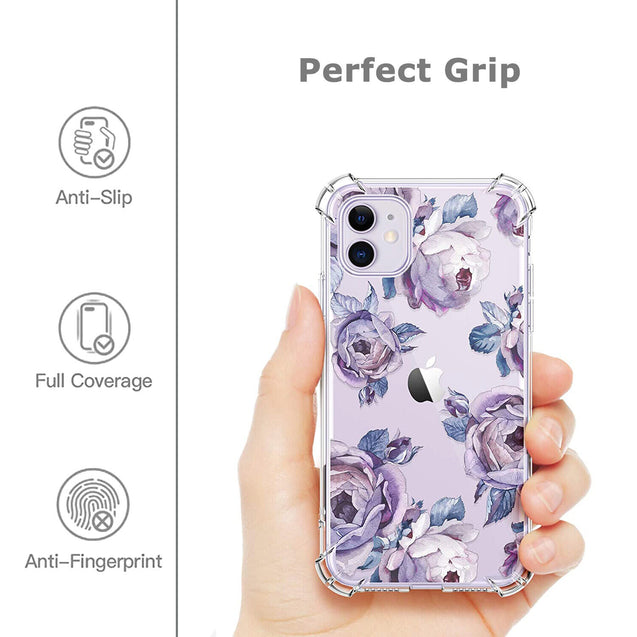 iPhone 11 Case Clear Flower Design Soft Flexible TPU Ultra Thin Shockproof