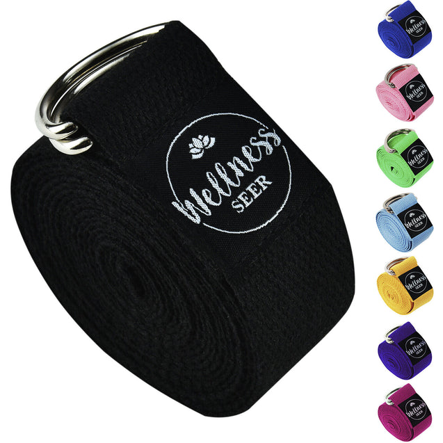 Yoga Stretch Strap Adjustable D-Ring Buckle Belt Gym Waist Leg Fit 8.5ft Cotton