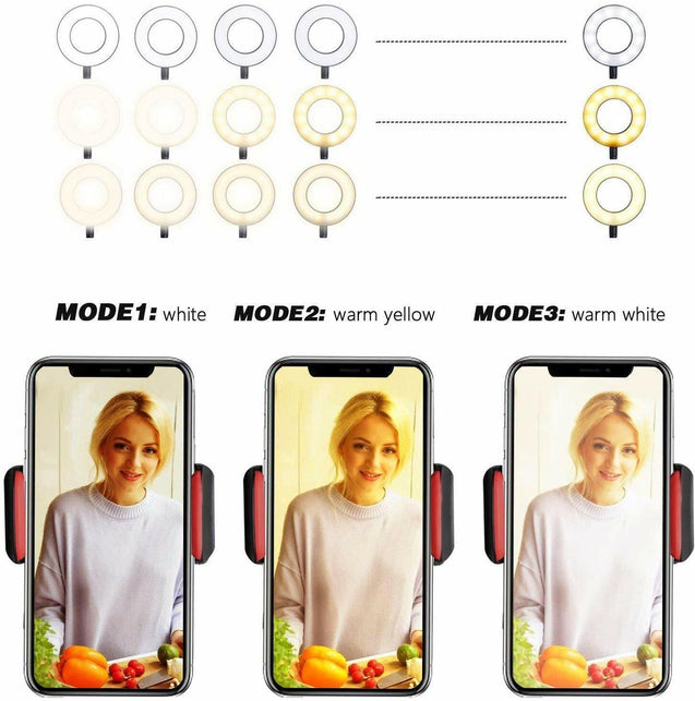 LED Selfie Ring Light Phone Holder Flexible Stand Long Arm for Stream Live Lamp