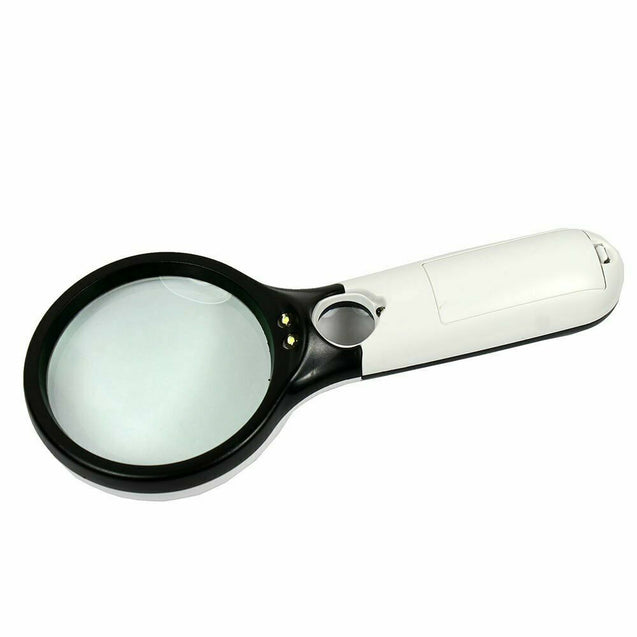 LED Lighted 3X & 45X Handheld Magnifier Reading Magnifying Glass Lens Jewelry