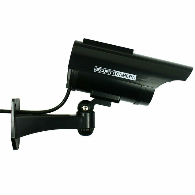 4X Solar Powered Dummy Surveillance Security Camera CCTV LED Record Light -Black