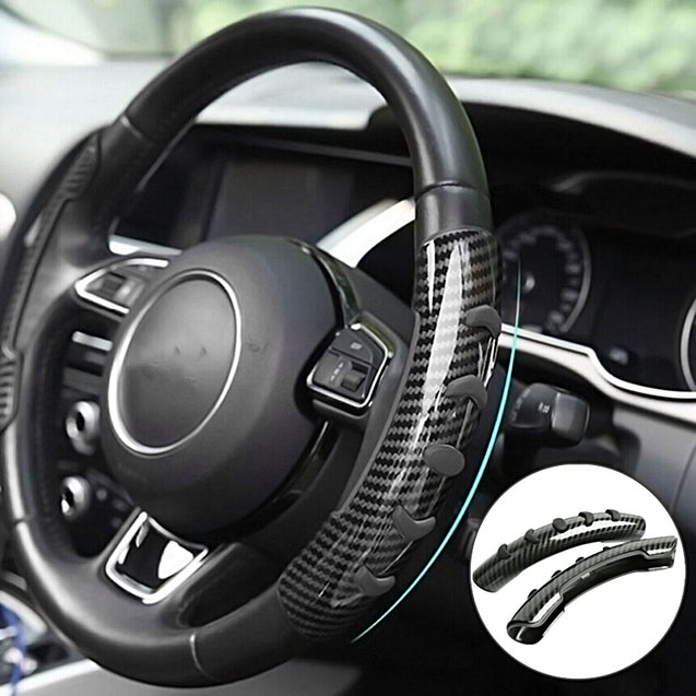 2PC Car Steering Wheel Booster Non-Slip Carbon Fiber Cover Universal Accessories