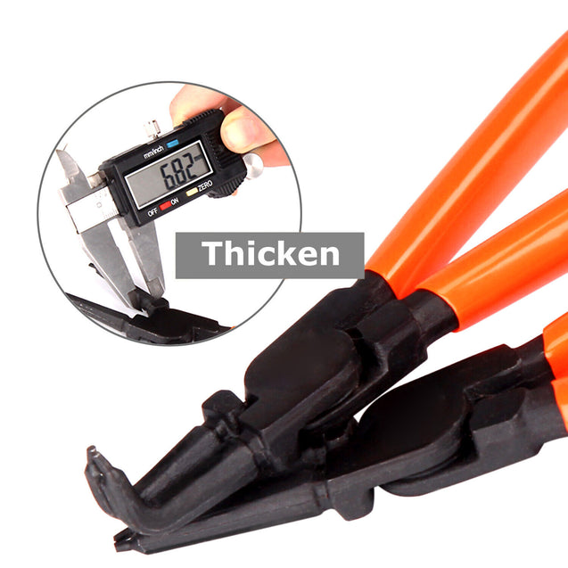 4 PCS Heavy Duty 7" Circlip Plier Snap Ring Plier External Internal Kit w/ Pouch