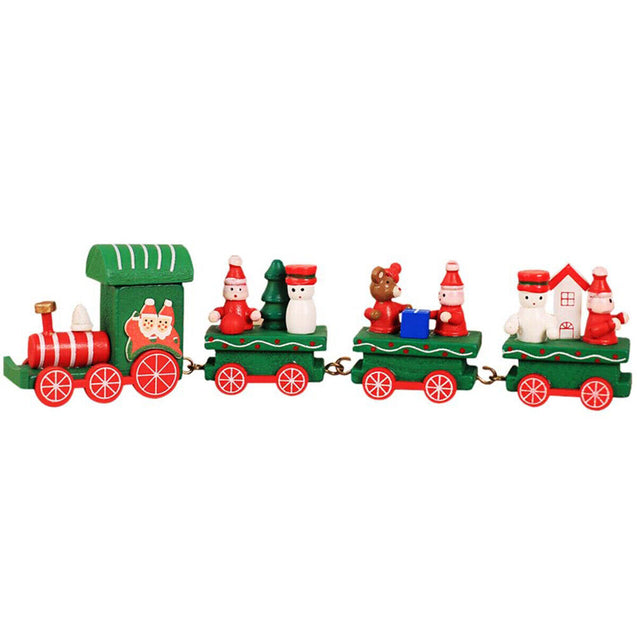 Christmas Wood Train Santa Claus Xmas Ornament Kids Toy Gift Festival Home Decor