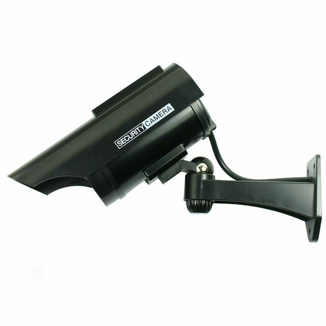 4X Solar Powered Dummy Surveillance Security Camera CCTV LED Record Light -Black