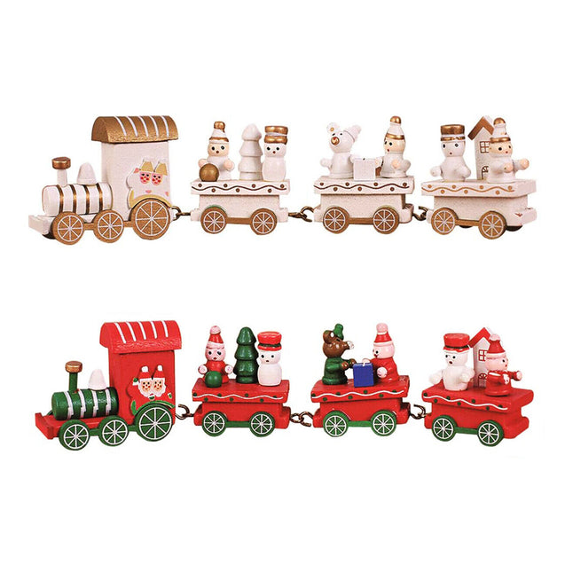 Christmas Wood Train Santa Claus Xmas Ornament Kids Toy Gift Festival Home Decor