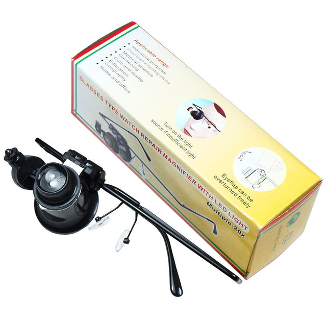 Lighted 20X Magnifier Magnifying Eye Glass Jeweler Loupe  Watch Repair