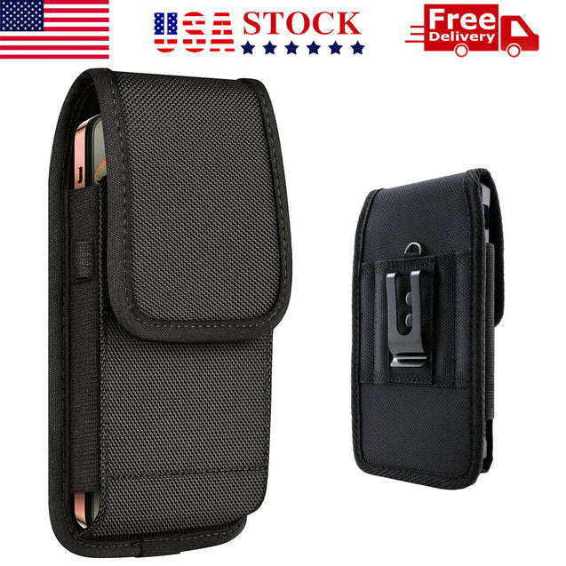 Cell Phone Pouch with Belt Loop and Metal Clip Holster Screen Size 5.2" to 5.5"