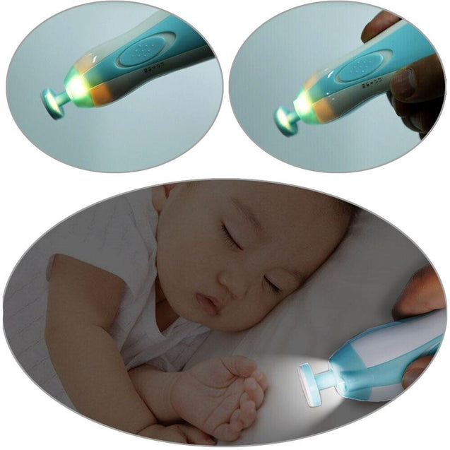 Electric Baby Nail File Trimmer/Manicure Toddler Toes Trim Nails Polish Set Blue
