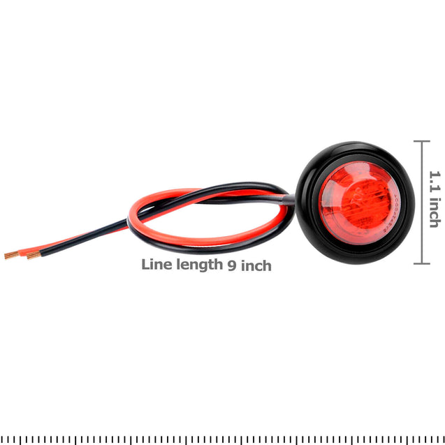 20X 3/4" 12V Marker Lights LED Truck Trailer Round Side Bullet Light Amber Red