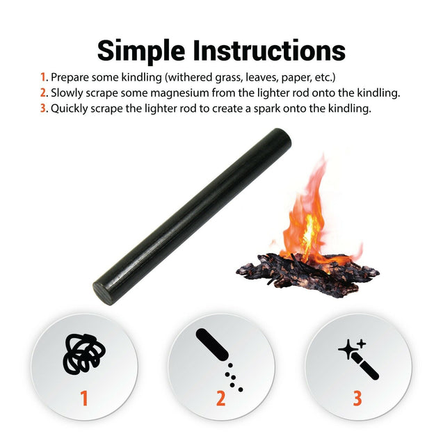 Large 5" Ferrocerium Rod Flint Fire Starter With Carbon Steel Scraper Camping