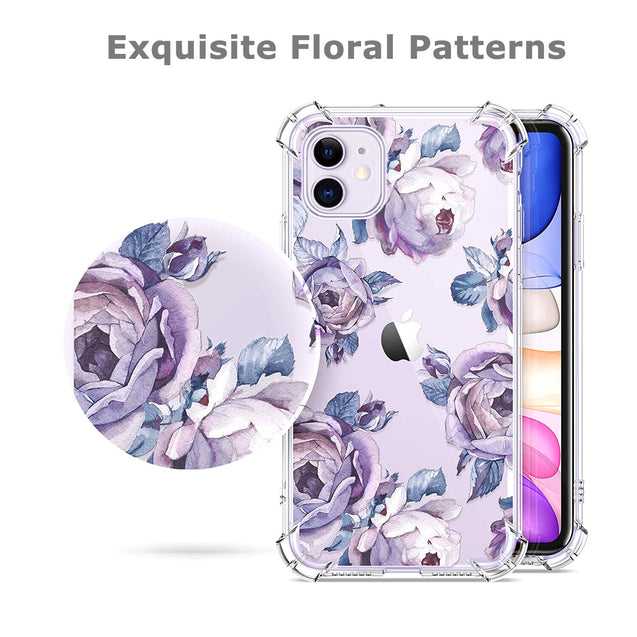 iPhone 11 Case Clear Flower Design Soft Flexible TPU Ultra Thin Shockproof