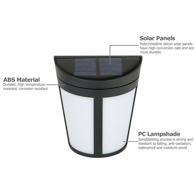 Solar Power 6LED Wall Mount Light Outdoor Garden Path Fence Yard Patio Lamp