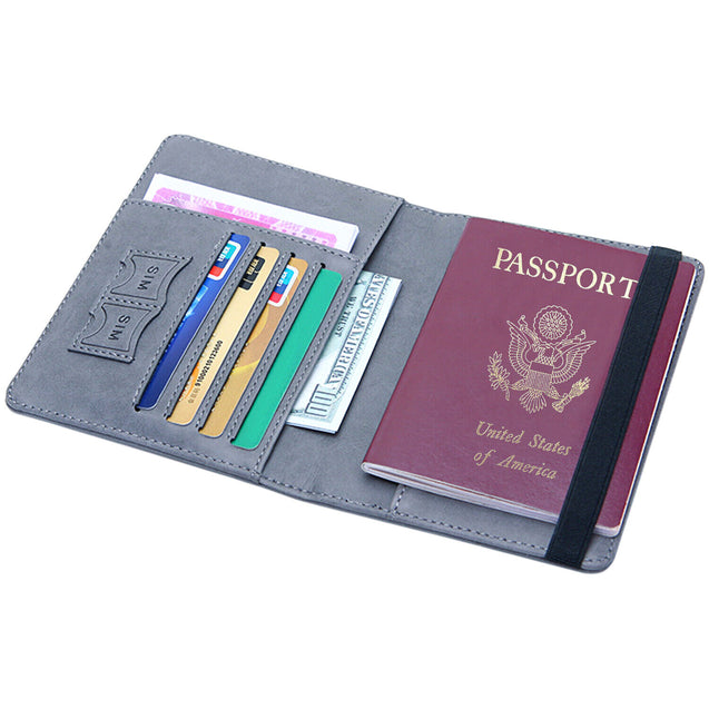 Slim PU Leather Travel Passport Wallet Holder RFID Blocking ID Card Case Cover
