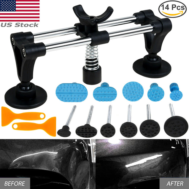 Car Paintless Dent Puller Tabs Bridge Lifter Body Repair Hail Removal Tool Kit