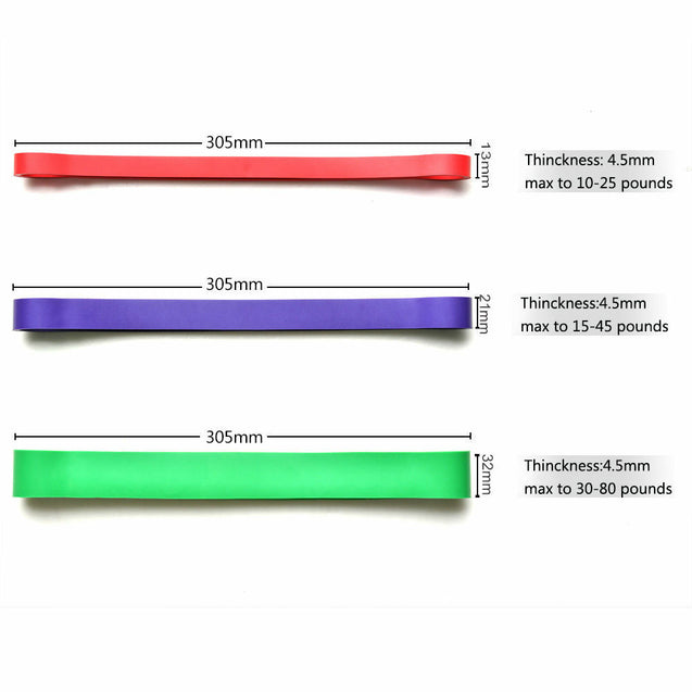 Set of 3 Heavy Duty Resistance Band Loop Exercise Yoga Workout Power Gym Fitness
