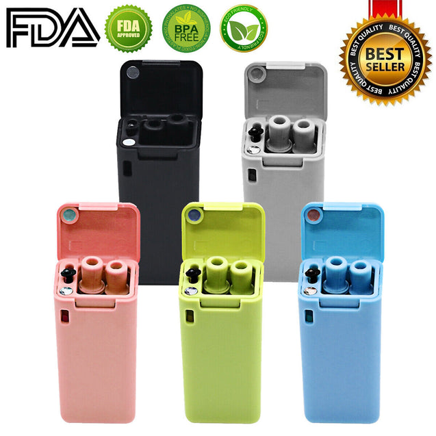 Pack of 2 ECO Friendly Reusable Collapsible Straws Stainless Steel Portable Case