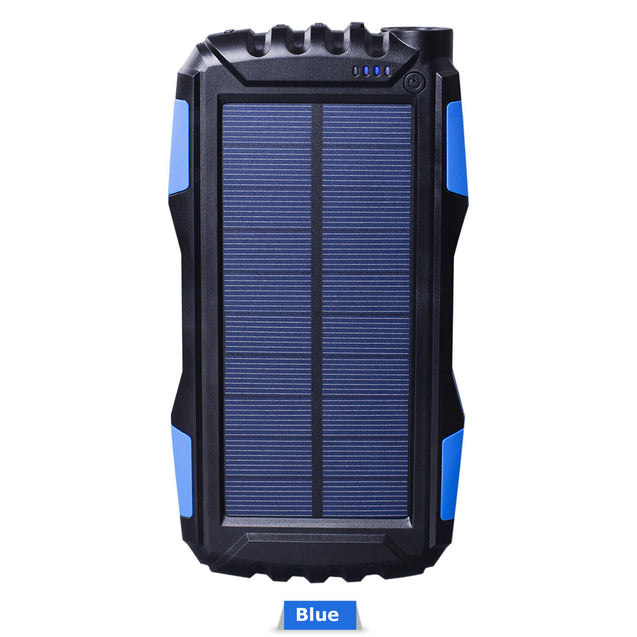 25000mAh Solar Power Bank Battery Dual USB Waterproof Charger for Phone 3 Color