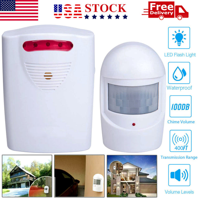 Garage Front Door Driveway Motion Sensor Alarm Infrared Wireless Alert System