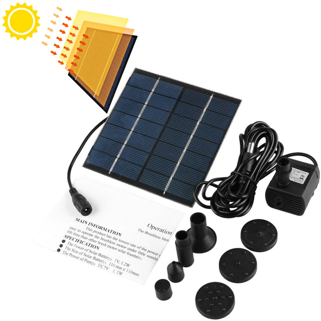 Solar Power Fountain Submersible Water Pump With Filter Panel Pond Pool 150L/h