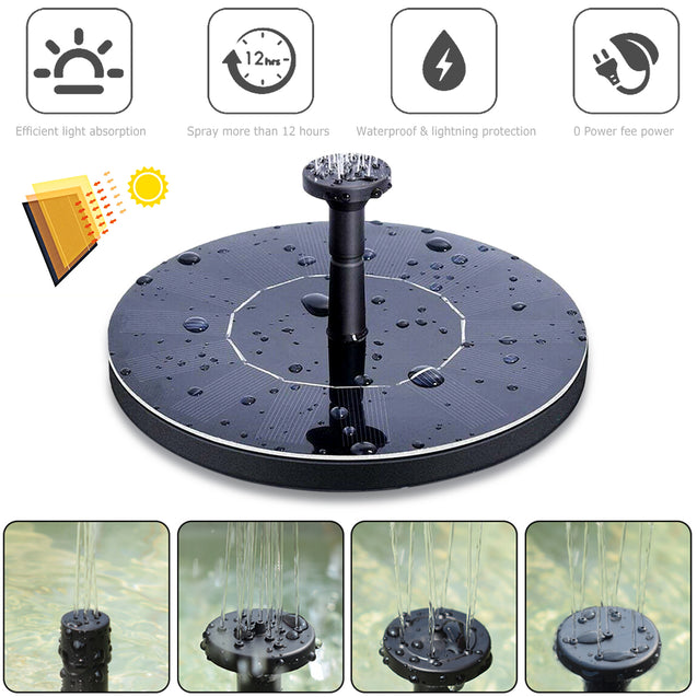 Solar Powered Floating Bird Bath Water Fountain Outdoor Pond Pool Garden Patio
