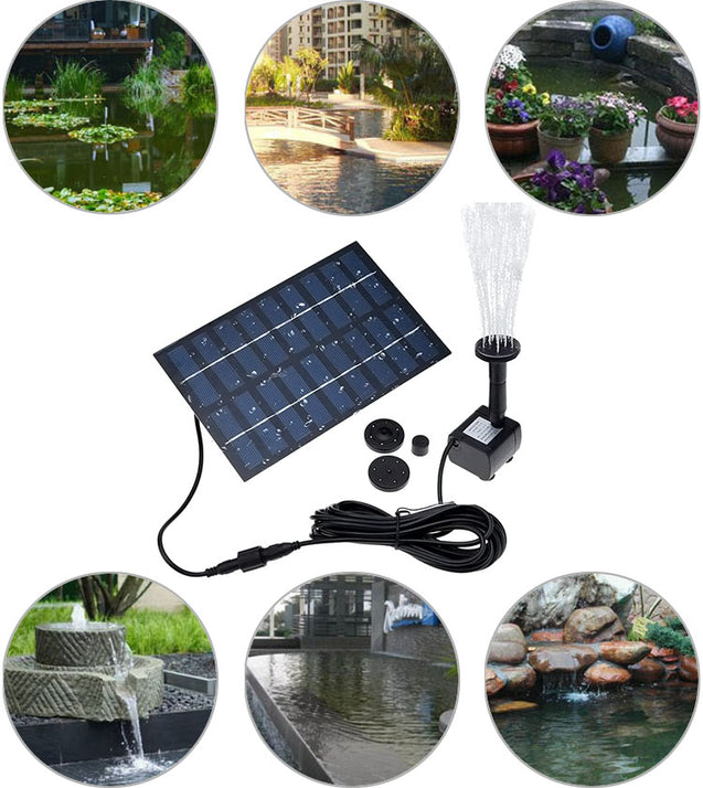 Solar Power Fountain Submersible Water Pump With Filter Panel Pond Pool 150L/h