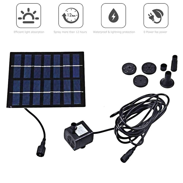 Solar Power Fountain Submersible Water Pump With Filter Panel Pond Pool 150L/h