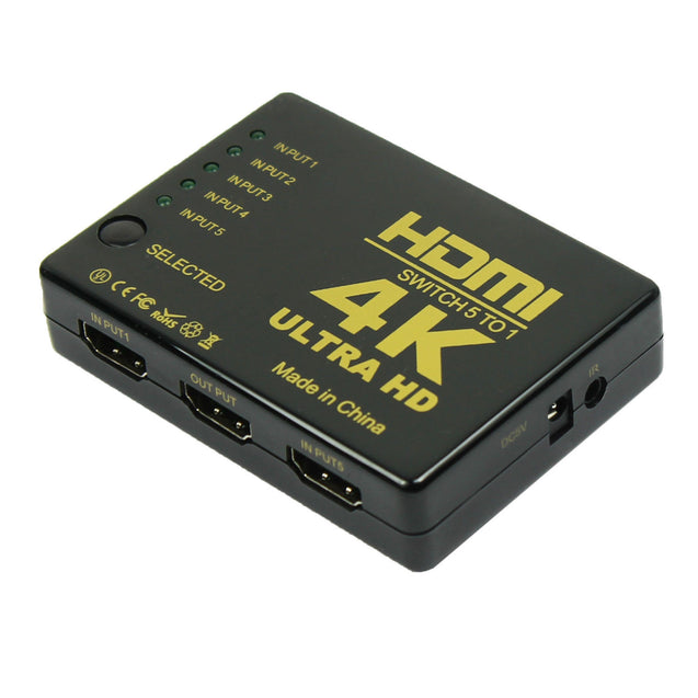 Ultra HD 4K 5 Port HDMI Switch Box Splitter 3D 1080P IR Remote Control HUB - Anyvolume.com