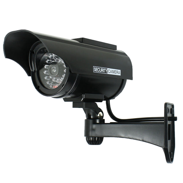 4X Solar Powered Dummy Surveillance Security Camera CCTV LED Record Light -Black - Anyvolume.com