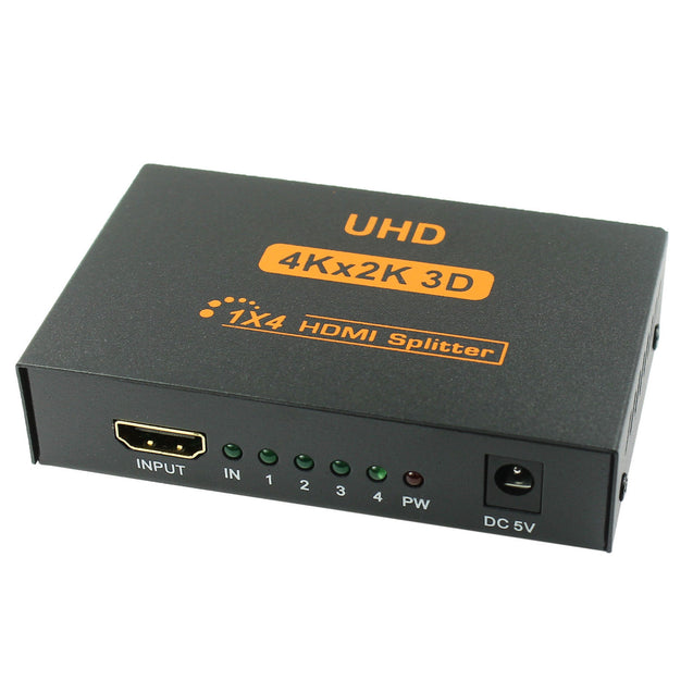 Ultra HD 4K 4 Port HDMI Splitter 1x4 Repeater Amplifier 1080P 3D Hub 1 In 4 Out - Anyvolume.com