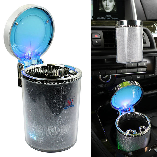 Portable Car Travel Cigarette Cylinder Ashtray Holder Cup - Colorful LED Light - Anyvolume.com