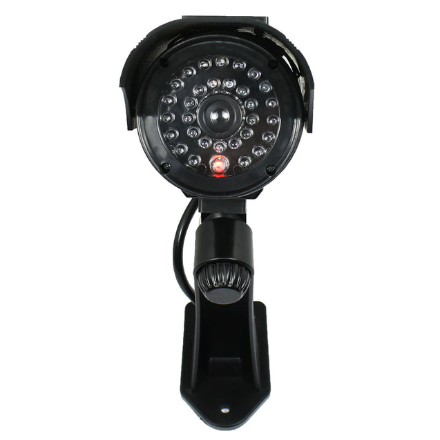 Pack of 2 Solar Powered Dummy Security Camera CCTV with LED Record Light - Black - Anyvolume.com