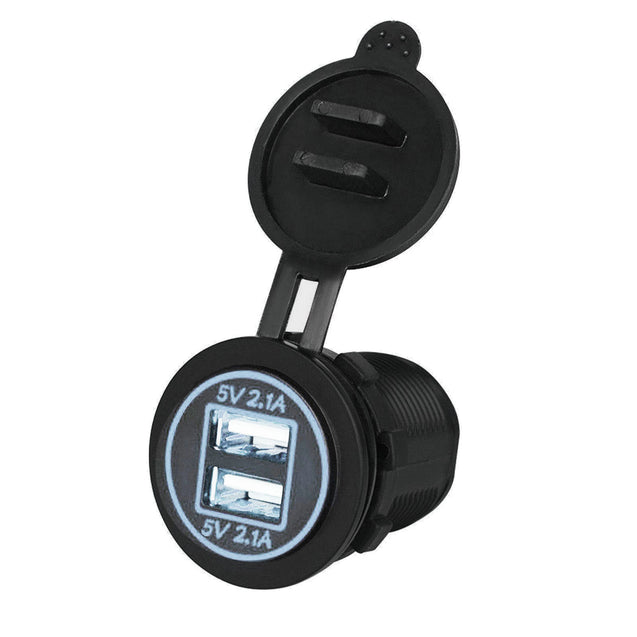12V Car Cigarette Lighter Socket Dual 2.1A USB Port Charger Power Outlet LED - Anyvolume.com