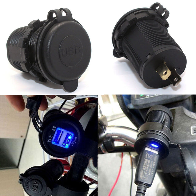 12V Car Cigarette Lighter Socket Dual 2.1A USB Port Charger Power Outlet LED - Anyvolume.com