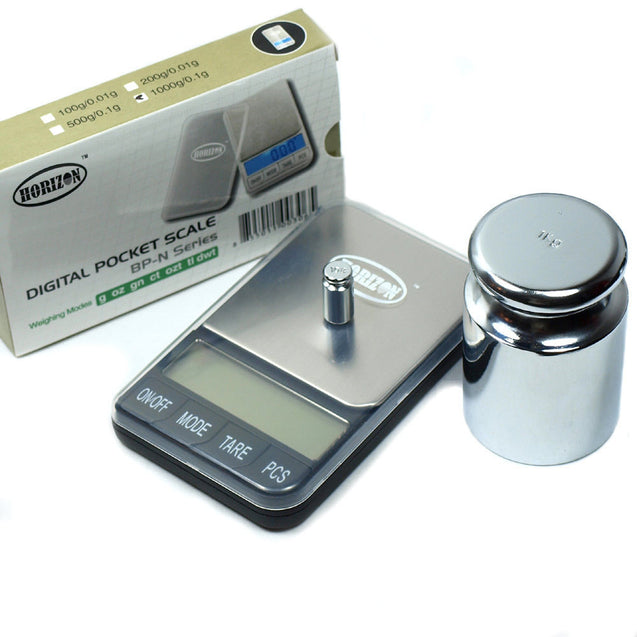 HORIZON 1000g x 0.1g Digital Pocket  Scale with 1000g Calibration Weight - Anyvolume.com
