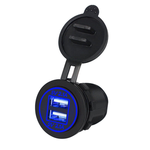 12V Car Cigarette Lighter Socket Dual 2.1A USB Port Charger Power Outlet LED - Anyvolume.com