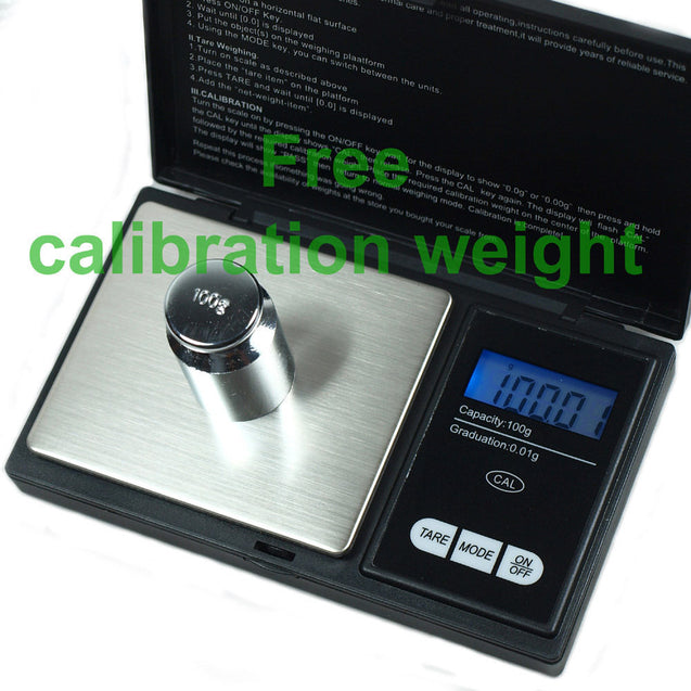 CS-100 100g x 0.01g Digital Pocket Scale Jewelry Scale + Calibration Weight - Anyvolume.com