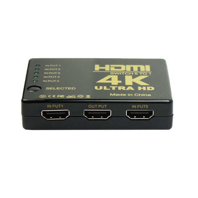 Ultra HD 4K 5 Port HDMI Switch Box Splitter 3D 1080P IR Remote Control HUB - Anyvolume.com