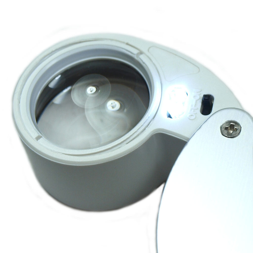 Mini Illuminated 40X 25mm Jewelers Loupe / Magnifier with LED Lights