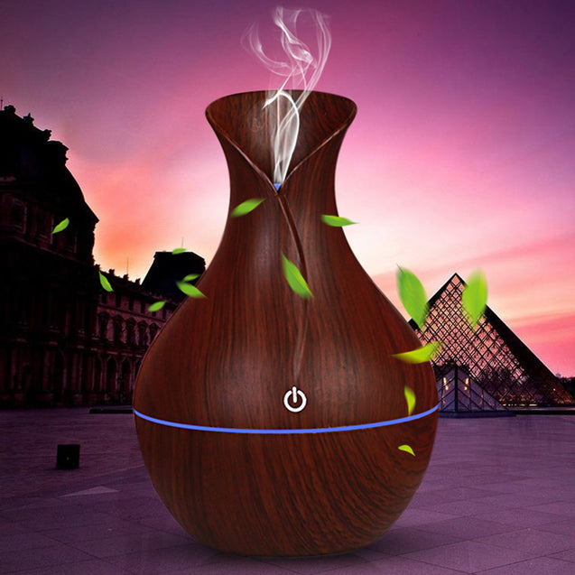 7 Color Aroma Essential Oil Diffuser Wood Grain Aromatherapy Humidifier 130ML