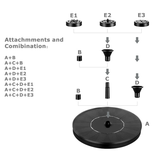 Solar Powered Floating Bird Bath Water Fountain Outdoor Pond Pool Garden Patio