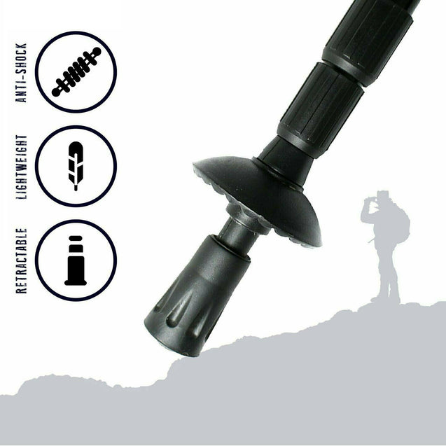 Pair of 2 Trekking Walking Hiking Sticks Anti-shock Adjustable Alpenstock Poles
