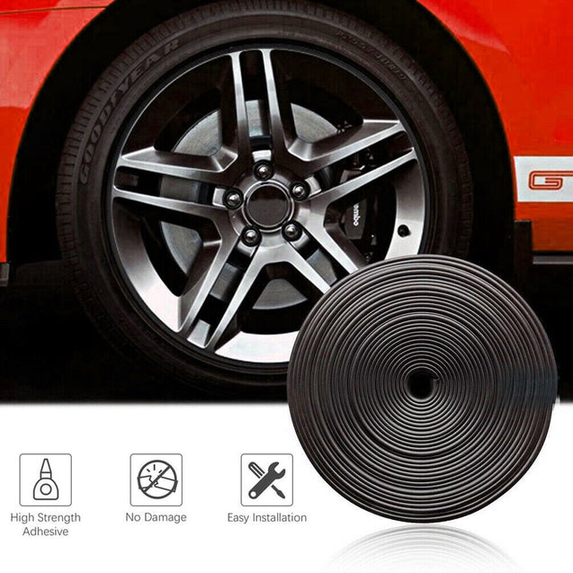 Car Wheel Hub Rim Edge Protector Ring Tire Guard Sticker Line Rubber Strip 26Ft
