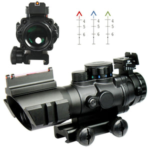 Tactical 4X32 Rifle Scope Fiber Optic Sight & illuminated Chevron Range Recticle