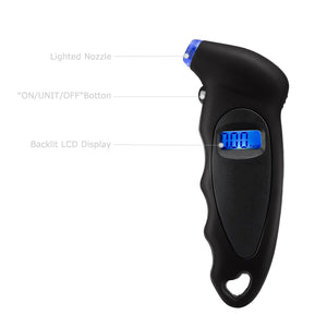 Digital Tire Pressure Guage Car Bike Truck Auto LCD Meter Tester Gauge Black