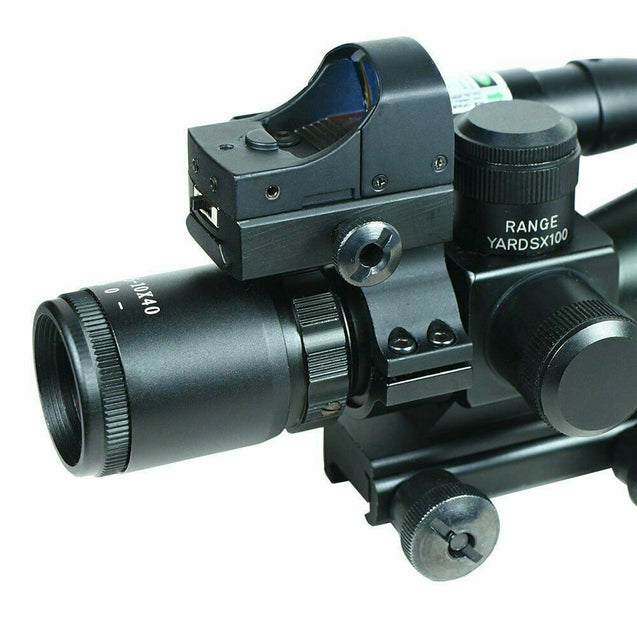 2.5-10X40 Rifle Scope with Green Laser Mini Reflex 3 MOA Red Dot Sight