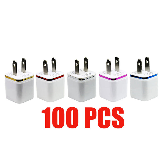 100x USB Wall Charger AC Power Adapter US Outlet For iPhone 5 6 7 8 X 11 12 13
