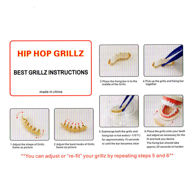 Hip Hop Grillz Teeth 14k Gold Plated Rainbow Vampire Fangs Top Bottom Set