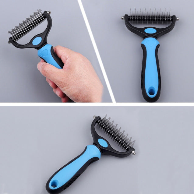 Pet Grooming Tool - 2 Sided Shedding Comb Brush Undercoat Rake for Cats & Dogs