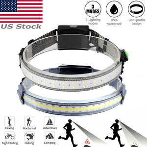 Battery LED Headlamp Headlights Torch Flashlight Work Light Bar Head Band Lamp